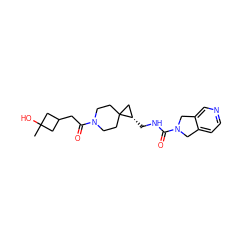 CC1(O)CC(CC(=O)N2CCC3(CC2)C[C@@H]3CNC(=O)N2Cc3ccncc3C2)C1 ZINC001772580756