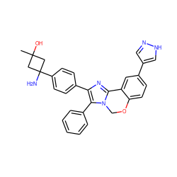 CC1(O)CC(N)(c2ccc(-c3nc4n(c3-c3ccccc3)COc3ccc(-c5cn[nH]c5)cc3-4)cc2)C1 ZINC000169703900