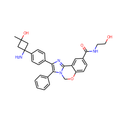 CC1(O)CC(N)(c2ccc(-c3nc4n(c3-c3ccccc3)COc3ccc(C(=O)NCCO)cc3-4)cc2)C1 ZINC000169703915