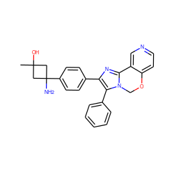 CC1(O)CC(N)(c2ccc(-c3nc4n(c3-c3ccccc3)COc3ccncc3-4)cc2)C1 ZINC000169703884