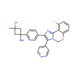 CC1(O)CC(N)(c2ccc(-c3nc4n(c3-c3ccncc3)COc3cccc(F)c3-4)cc2)C1 ZINC000169703860