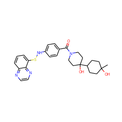 CC1(O)CCC(C2(O)CCN(C(=O)c3ccc(NSc4cccc5nccnc45)cc3)CC2)CC1 ZINC000653671226