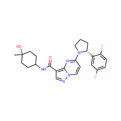 CC1(O)CCC(NC(=O)c2cnn3ccc(N4CCC[C@@H]4c4cc(F)ccc4F)nc23)CC1 ZINC000149991549