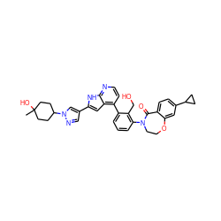 CC1(O)CCC(n2cc(-c3cc4c(-c5cccc(N6CCOc7cc(C8CC8)ccc7C6=O)c5CO)ccnc4[nH]3)cn2)CC1 ZINC001772656400