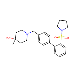 CC1(O)CCN(Cc2ccc(-c3ccccc3S(=O)(=O)N3CCCC3)cc2)CC1 ZINC000068197073