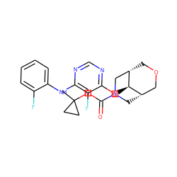 CC1(OC(=O)N2C[C@H]3COC[C@@H](C2)[C@@H]3Oc2ncnc(Nc3ccccc3F)c2F)CC1 ZINC000148857879