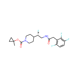 CC1(OC(=O)N2CCC([C@H](F)CNC(=O)Cc3c(F)ccc(F)c3F)CC2)CC1 ZINC000066104375