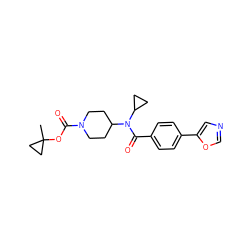 CC1(OC(=O)N2CCC(N(C(=O)c3ccc(-c4cnco4)cc3)C3CC3)CC2)CC1 ZINC000207680387