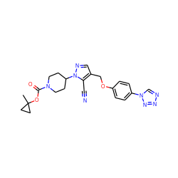 CC1(OC(=O)N2CCC(n3ncc(COc4ccc(-n5cnnn5)cc4)c3C#N)CC2)CC1 ZINC000095562714