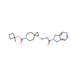 CC1(OC(=O)N2CCC3(CC2)C[C@@H]3CNC(=O)N2Cc3ccncc3C2)CCC1 ZINC001772599217