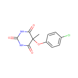 CC1(Oc2ccc(Cl)cc2)C(=O)NC(=O)NC1=O ZINC000028134503