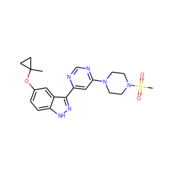 CC1(Oc2ccc3[nH]nc(-c4cc(N5CCN(S(C)(=O)=O)CC5)ncn4)c3c2)CC1 ZINC000221312870