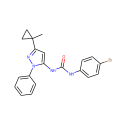 CC1(c2cc(NC(=O)Nc3ccc(Br)cc3)n(-c3ccccc3)n2)CC1 ZINC000299820523