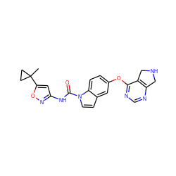 CC1(c2cc(NC(=O)n3ccc4cc(Oc5ncnc6c5CNC6)ccc43)no2)CC1 ZINC000140251707