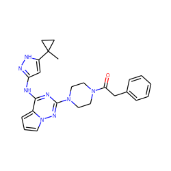 CC1(c2cc(Nc3nc(N4CCN(C(=O)Cc5ccccc5)CC4)nn4cccc34)n[nH]2)CC1 ZINC000066111658