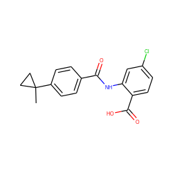 CC1(c2ccc(C(=O)Nc3cc(Cl)ccc3C(=O)O)cc2)CC1 ZINC000066113049