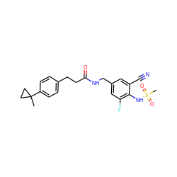 CC1(c2ccc(CCC(=O)NCc3cc(F)c(NS(C)(=O)=O)c(C#N)c3)cc2)CC1 ZINC000040394914