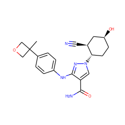 CC1(c2ccc(Nc3nn([C@H]4CC[C@H](O)C[C@@H]4C#N)cc3C(N)=O)cc2)COC1 ZINC000205018401