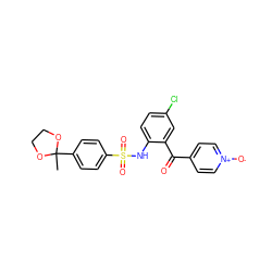 CC1(c2ccc(S(=O)(=O)Nc3ccc(Cl)cc3C(=O)c3cc[n+]([O-])cc3)cc2)OCCO1 ZINC000113626527