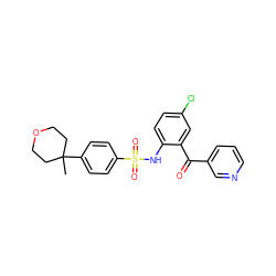 CC1(c2ccc(S(=O)(=O)Nc3ccc(Cl)cc3C(=O)c3cccnc3)cc2)CCOCC1 ZINC000038310368