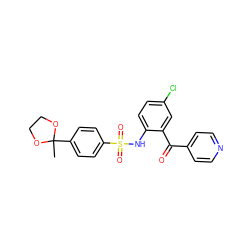 CC1(c2ccc(S(=O)(=O)Nc3ccc(Cl)cc3C(=O)c3ccncc3)cc2)OCCO1 ZINC000113622240