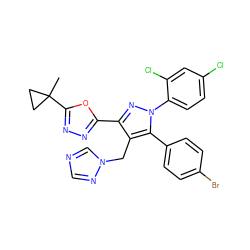 CC1(c2nnc(-c3nn(-c4ccc(Cl)cc4Cl)c(-c4ccc(Br)cc4)c3Cn3cncn3)o2)CC1 ZINC000049877456