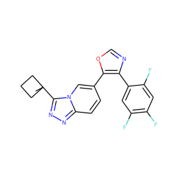 CC1(c2nnc3ccc(-c4ocnc4-c4cc(F)c(F)cc4F)cn23)CCC1 ZINC000014961354