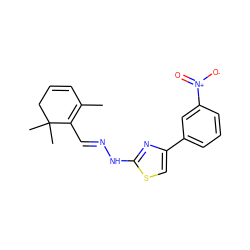 CC1=C(/C=N/Nc2nc(-c3cccc([N+](=O)[O-])c3)cs2)C(C)(C)CC=C1 ZINC000169327908