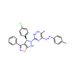 CC1=C(/N=N/c2ccc(C)cc2)N=C(N2Nc3onc(-c4ccccc4)c3[C@H]2c2ccc(Cl)cc2)NN1 ZINC000473111613