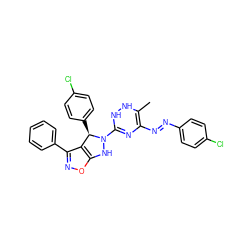 CC1=C(/N=N/c2ccc(Cl)cc2)N=C(N2Nc3onc(-c4ccccc4)c3[C@H]2c2ccc(Cl)cc2)NN1 ZINC000473113744