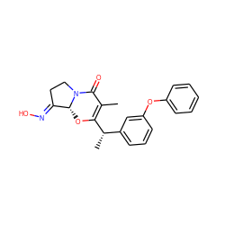 CC1=C([C@@H](C)c2cccc(Oc3ccccc3)c2)O[C@@H]2/C(=N/O)CCN2C1=O ZINC000038267675