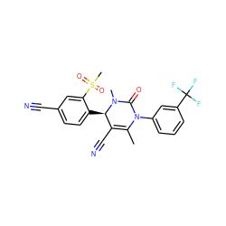 CC1=C(C#N)[C@@H](c2ccc(C#N)cc2S(C)(=O)=O)N(C)C(=O)N1c1cccc(C(F)(F)F)c1 ZINC000068149906