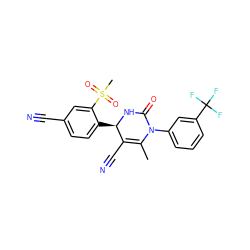 CC1=C(C#N)[C@@H](c2ccc(C#N)cc2S(C)(=O)=O)NC(=O)N1c1cccc(C(F)(F)F)c1 ZINC000113172125