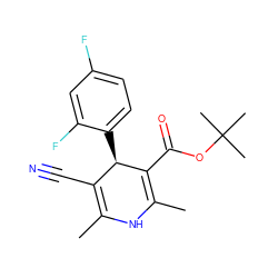 CC1=C(C#N)[C@@H](c2ccc(F)cc2F)C(C(=O)OC(C)(C)C)=C(C)N1 ZINC000058569296