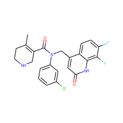 CC1=C(C(=O)N(Cc2cc(=O)[nH]c3c(F)c(F)ccc23)c2cccc(Cl)c2)CNCC1 ZINC000040421140