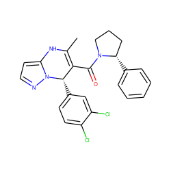 CC1=C(C(=O)N2CCC[C@@H]2c2ccccc2)[C@H](c2ccc(Cl)c(Cl)c2)n2nccc2N1 ZINC000045391194