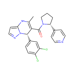 CC1=C(C(=O)N2CCC[C@@H]2c2ccncc2)[C@H](c2ccc(Cl)c(Cl)c2)n2nccc2N1 ZINC000045368594