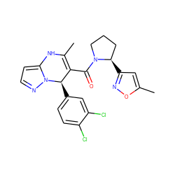 CC1=C(C(=O)N2CCC[C@H]2c2cc(C)on2)[C@@H](c2ccc(Cl)c(Cl)c2)n2nccc2N1 ZINC000045391395