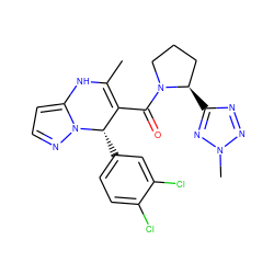 CC1=C(C(=O)N2CCC[C@H]2c2nnn(C)n2)[C@H](c2ccc(Cl)c(Cl)c2)n2nccc2N1 ZINC000045370132