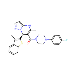 CC1=C(C(=O)N2CCN(c3ccc(F)cc3)CC2)[C@@H](c2sc3ccccc3c2C)n2nccc2N1 ZINC000040934315