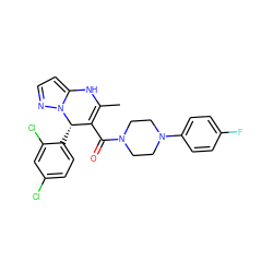 CC1=C(C(=O)N2CCN(c3ccc(F)cc3)CC2)[C@H](c2ccc(Cl)cc2Cl)n2nccc2N1 ZINC000034358633