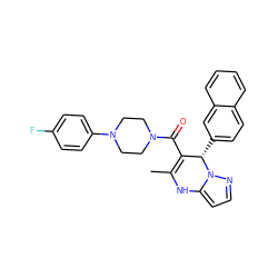 CC1=C(C(=O)N2CCN(c3ccc(F)cc3)CC2)[C@H](c2ccc3ccccc3c2)n2nccc2N1 ZINC000040891533