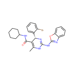 CC1=C(C(=O)NC2CCCCC2)[C@H](c2ccccc2Br)N=C(Nc2nc3ccccc3o2)N1 ZINC000139368837