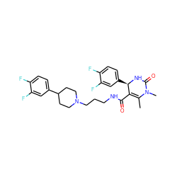 CC1=C(C(=O)NCCCN2CCC(c3ccc(F)c(F)c3)CC2)[C@@H](c2ccc(F)c(F)c2)NC(=O)N1C ZINC001772570719