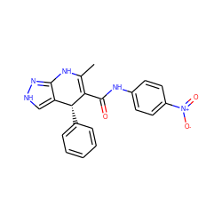 CC1=C(C(=O)Nc2ccc([N+](=O)[O-])cc2)[C@H](c2ccccc2)c2c[nH]nc2N1 ZINC000064436587