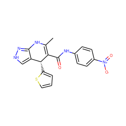 CC1=C(C(=O)Nc2ccc([N+](=O)[O-])cc2)[C@H](c2cccs2)c2c[nH]nc2N1 ZINC000064447622