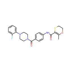 CC1=C(C(=O)Nc2ccc(C(=O)N3CCN(c4ccccc4F)CC3)cc2)SCCO1 ZINC000009115242