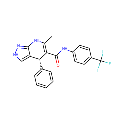 CC1=C(C(=O)Nc2ccc(C(F)(F)F)cc2)[C@H](c2ccccc2)c2c[nH]nc2N1 ZINC000064436590