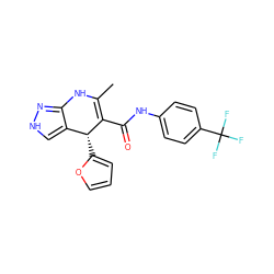 CC1=C(C(=O)Nc2ccc(C(F)(F)F)cc2)[C@H](c2ccco2)c2c[nH]nc2N1 ZINC000064436937