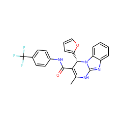 CC1=C(C(=O)Nc2ccc(C(F)(F)F)cc2)[C@H](c2ccco2)n2c(nc3ccccc32)N1 ZINC000064448312